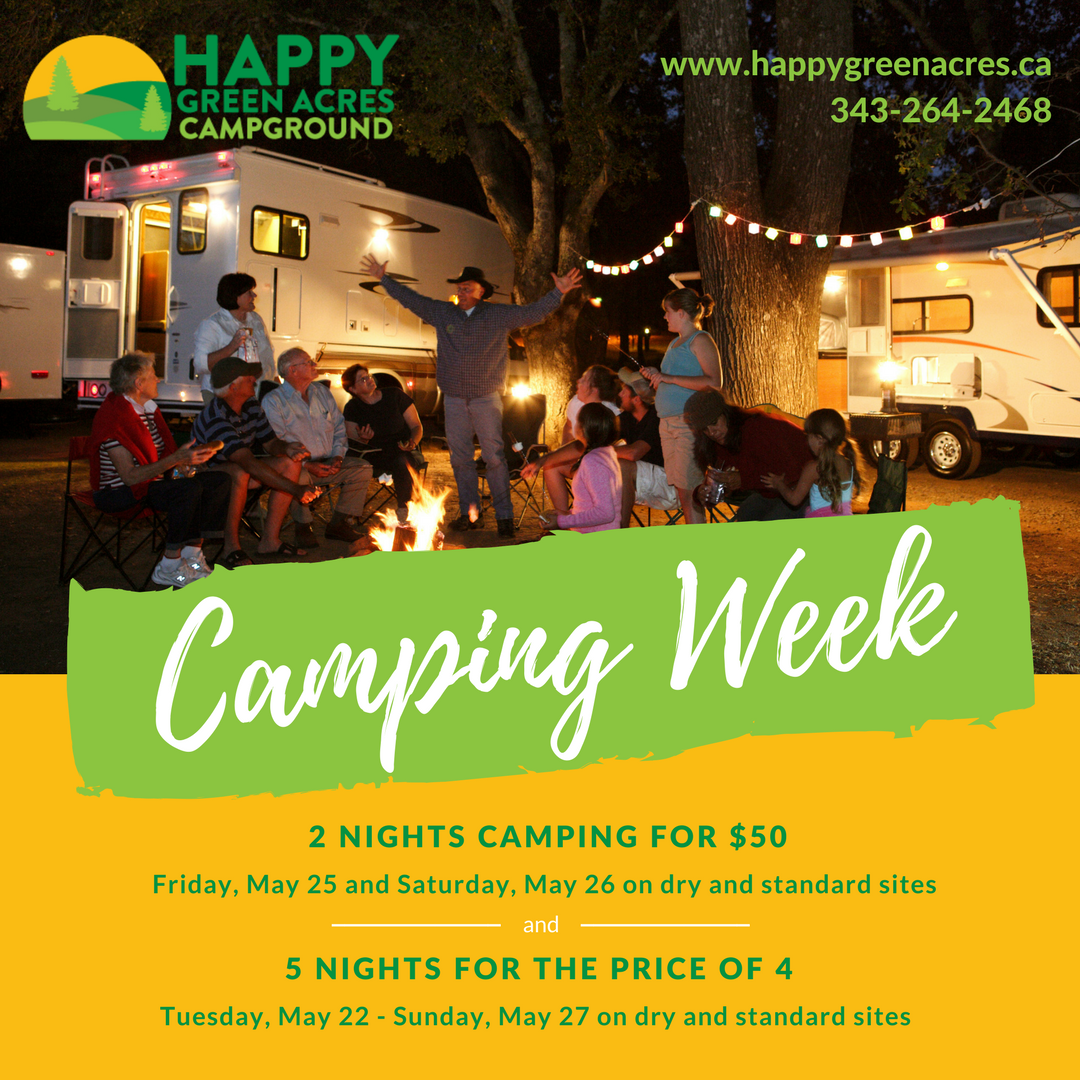 May Camping Week - 5 nights for the price of 4 - Happy Green Acres ...